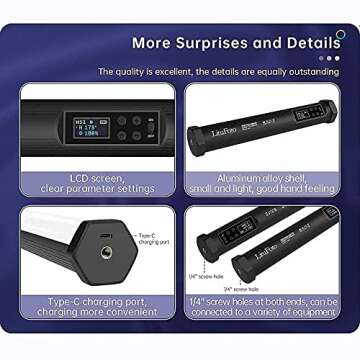 Photography Lighting Wand, R6 Handheld RGB LED Tube Light for Video Conference