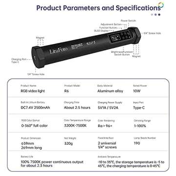 Handheld RGB LED Tube Light with App Control and Dimming