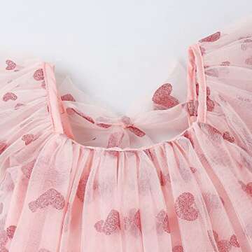 Valentine's Day Baby Girl Tulle Dress Kids Heart Tutu Skirt Lace Sleeveless Princess Sundress (Pink,3-4T)