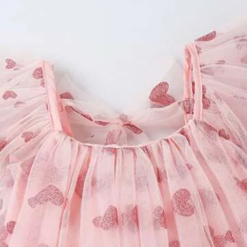 Valentine's Day Baby Girl Tulle Dress Kids Heart Tutu Skirt Lace Sleeveless Princess Sundress (Pink,3-4T)