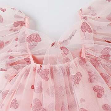 Valentine's Day Baby Girl Tulle Dress Kids Heart Tutu Skirt Lace Sleeveless Princess Sundress (Pink,3-4T)