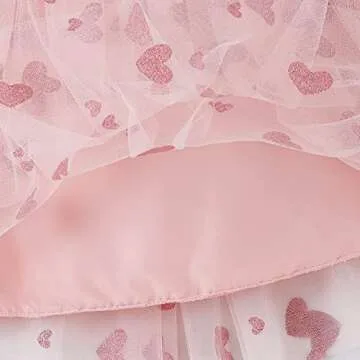 Valentine's Day Baby Girl Tulle Dress Kids Heart Tutu Skirt Lace Sleeveless Princess Sundress (Pink,3-4T)