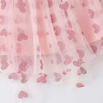 Valentine's Day Baby Girl Tulle Dress Kids Heart Tutu Skirt Lace Sleeveless Princess Sundress (Pink,3-4T)