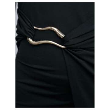 Elegant SOLY HUX Women's High Split Midi Dress in Black