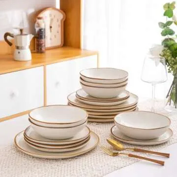 AmorArc Ceramic Dinnerware Sets,Handmade Reactive Glaze Plates and Bowls Sets,Highly Chip and Crack Resistant | Dishwasher & Microwave Safe Dishes Set,Service for 4 (12pc)