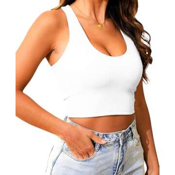 CYVESOULA Women’s Trendy U Neck Crop Top - Comfortable Sleeveless Tank
