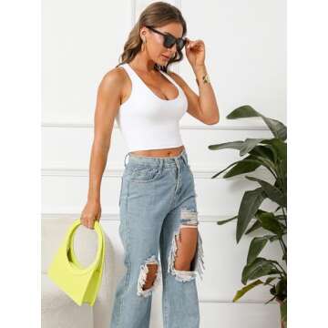 CYVESOULA Trendy Crop Tops for Women U Neck Sleeveless
