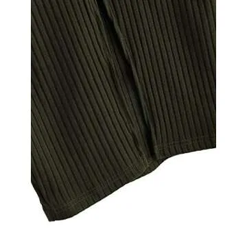 SheIn Women's Basic Plain Stretchy Ribbed Knit Split Full Length Skirt