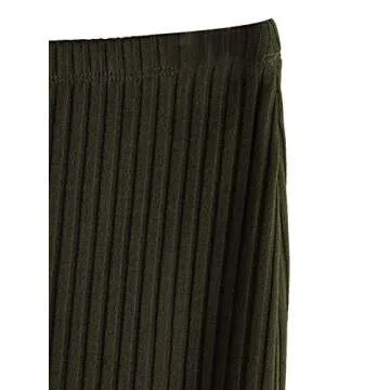 SheIn Women's Basic Plain Stretchy Ribbed Knit Split Full Length Skirt