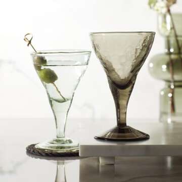 Santa Barbara Design Studio Cocktail Glass Textured Glass Goblet, 5.75" H, Moss