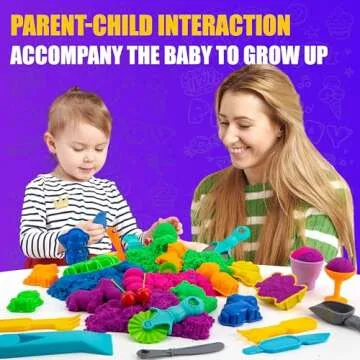 Asoxt Sensory Bin for Boy Girl Kid Toy - 43pcs Play Sand Art Kit with Sandbox, 4lb Color Sand, 17 Molds, Sensory Toy Birthday Gift for Girl Toddler Ages 3-8