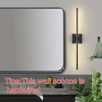 KARTOOSH Modern Wall Sconces Set of Two, Dimmable Hardwired Wall Sconces, 350° Rotate, LED Matte Bl...