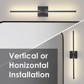 KARTOOSH Modern Wall Sconces Set of Two, Dimmable Hardwired Wall Sconces, 350° Rotate, LED Matte Black Wall Light Fixtures, 3000K Warm Light Wall Lamp for Bathroom, Living Room, 27.8 Inch (2 Pack)