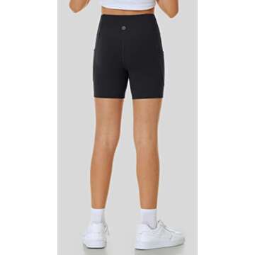 Ewedoos Girls Shorts with Pockets Volleyball Shorts Athletic Shorts for Teen Girls Preppy Shorts Spandex Dance Shorts Black