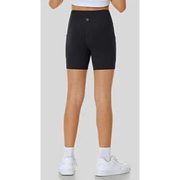 Ewedoos Girls Shorts with Pockets Volleyball Shorts Athletic Shorts for Teen Girls Preppy Shorts Spandex Dance Shorts Black