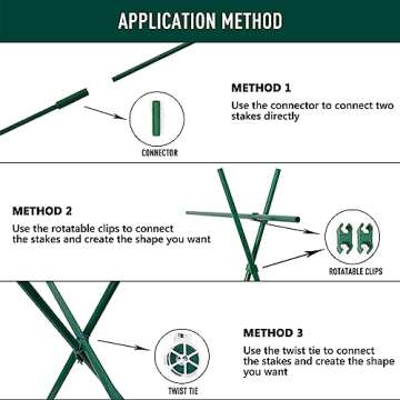 MAXPACE 125pcs Garden Stakes Kit: Includes 40 Sets of Fiberglass Plant Sticks Supports & Accessories for DIY 4ft, 5ft, 6ft, 7ft Stakes for Tomato, Vegetables, Indoor & Outdoor Gardening Supplies