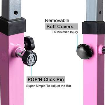 Matladin Horizontal Bars Gymnastics Bars (Single Bar, Pink)