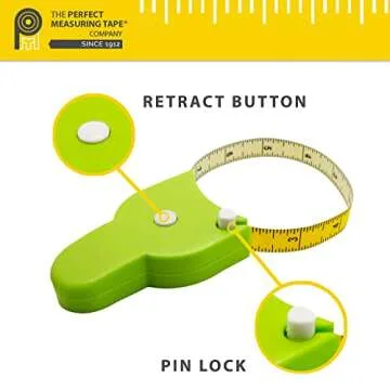 Perfect Body Tape Measure - 80 Inch Automatic Telescopic Tape Measure - Retractable Measuring Tape for Body: Waist, Hip, Bust, Arms, and More (Green - 80 inch)