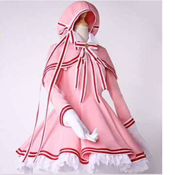 Poetic Walk Anime Pink Dress Cosplay Halloween Maid Lolita KINOMOTO Costume Dress (Small, A Set)