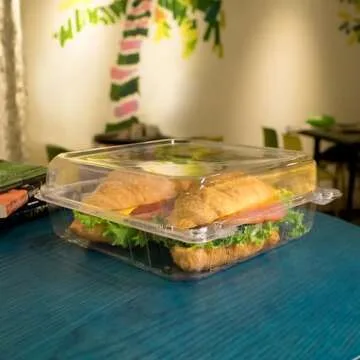 Karat Clamshell Take Out Food Containers [9"x9" - 200 ct] Durable, Stackable, Crack-Resistant To Go Boxes | Translucent