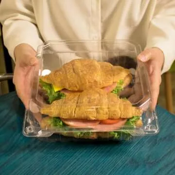 Karat Clamshell Take Out Food Containers [9"x9" - 200 ct] Durable, Stackable, Crack-Resistant To Go Boxes | Translucent