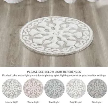 Madison Park Casablanca 100% Cotton Tufted Bathroom Rugs Luxurious Plush Medallion Floral Pattern Bath Mat Absorbent, Quick Dry, Spa Design Shower Room Décor, Round 25", Taupe