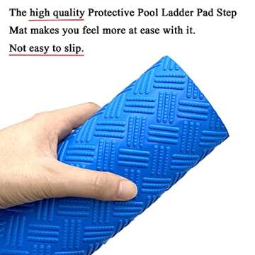 SKARUMMER Swimming Pool Ladder Mat - Protective Pool Ladder Pad Step Mat with Non-Slip Texture, Blue Medium Pool Step Mat, Pool Liner Protection Mat (36 X 24 inch)