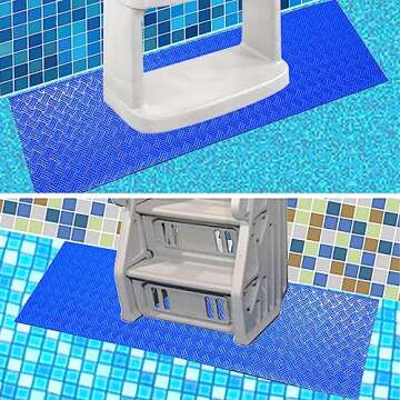 SKARUMMER Swimming Pool Ladder Mat - Protective Pool Ladder Pad Step Mat with Non-Slip Texture, Blue Medium Pool Step Mat, Pool Liner Protection Mat (36 X 24 inch)