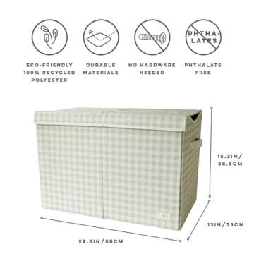 3 Sprouts Recycled Fabric Toy Chest Storage Box - Extra Large Toy Storage Box, Sturdy Toy Bins - Kid...