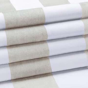 HENBAY Cotton Oversized Beach Towel - Large 70 x 35 Inch Pool Towel, Chiffon Striped Quick Dry Swimm...