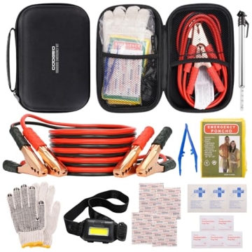 Premium Roadside Assistance Emergency Kit for Vehicles - Includes Jumper Cables!