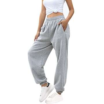ASHER FASHION Women's Active High Waist Jogger Sweatpants Baggy Lounge Yoga Pants with Pockets Sport...