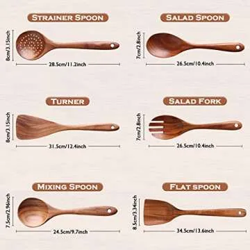 Kitchen Utensils Set, NAYAHOSE Wooden spoons for Cooking Non-stick Pan Kitchen Tool Wooden Cooking S...