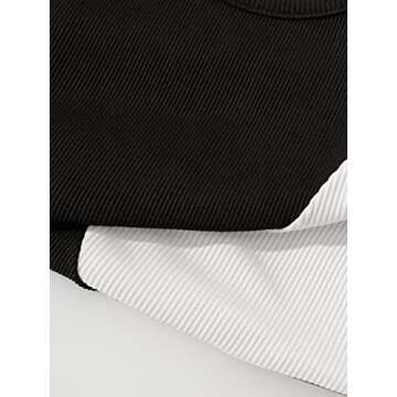 Verdusa Women's Color Block Round Neck Sleeveless Ribbed Crop Tank Top Black M