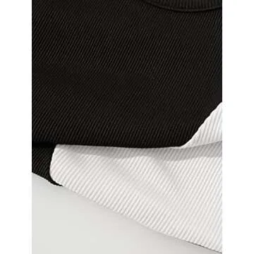 Verdusa Women's Color Block Round Neck Sleeveless Ribbed Crop Tank Top Black M