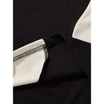 Verdusa Women's Color Block Round Neck Sleeveless Ribbed Crop Tank Top Black M