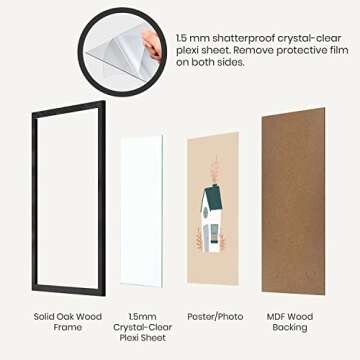 Stylish 20x20 Black Solid Oak Picture Frame for Any Occasion