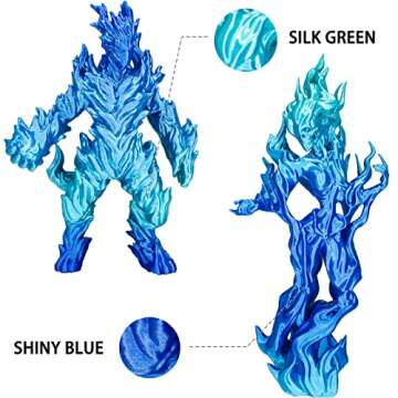 PLA 3D Printer Filament, PLA Filament Silk Green Shiny Blue PLA Filament 1.75mm +/- 0.02mm, 3D Printing Filament 1kg/2.2lbs