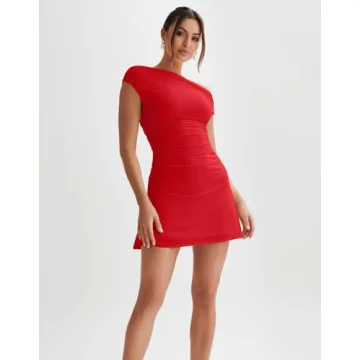 Trendy LAGSHIAN Off Shoulder Mini Dress Red for Summer