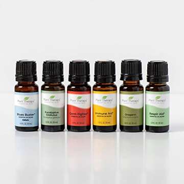 Plant Therapy Wellness Essential Oil Gift Set. Includes: Germ Fighter, Immune-Aid, Respir-Aid, Blues...
