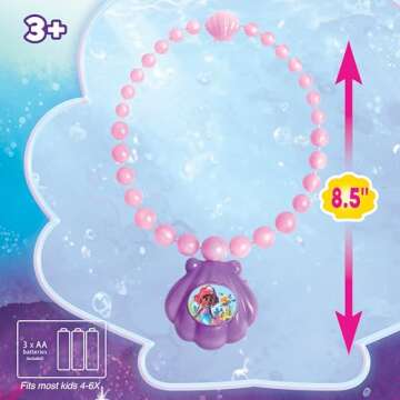 Disney Junior Ariel Ocean Glow Necklace with Lights and Sounds, Dress Up and Pretend Play, Kids Toys for Ages 3 Up by Just Play