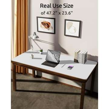 YSAGi Leather Desk Pad Protector, Office Desk Mat, Large Mouse Pad, Non-Slip PU Leather Desk Blotter, Laptop Desk Pad, Waterproof Desk Writing Pad for Office and Home (White, 47.2" x 23.6")