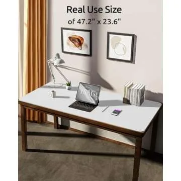 YSAGi Leather Desk Pad Protector, Office Desk Mat, Large Mouse Pad, Non-Slip PU Leather Desk Blotter, Laptop Desk Pad, Waterproof Desk Writing Pad for Office and Home (White, 47.2" x 23.6")