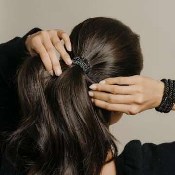 L. Erickson Grab & Go Ponytail Holders, Americana, Set of Eight - Exceptionally Secure with Gentle Hold