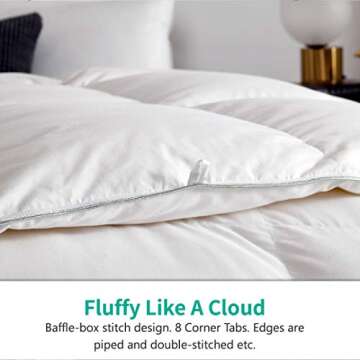 APSMILE All Season Goose Feather Down Comforter King Size Duvet - Ultra-Soft 800 Fill-Power Polish Feather Down, Medium Warmth Duvet Insert, White