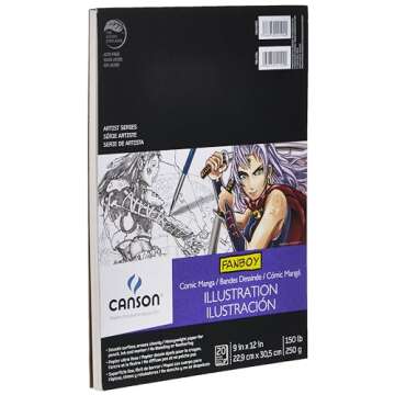 Canson Artist Series Comic Manga Illustration Pad, 9" x 12", Fold-over Cover, 20 Sheets (100510882)