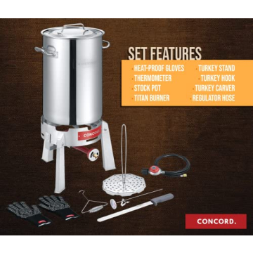 Concord Stainless Steel Deluxe Turkey Fryer Kit with Titan Burner