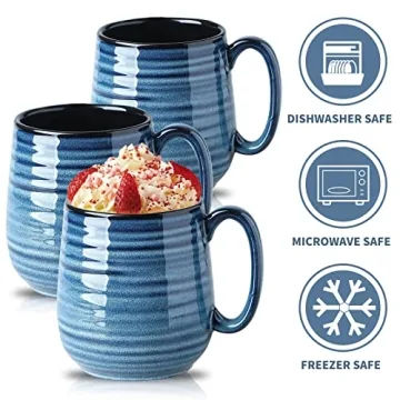 Hasense 20 oz Ceramic Coffee Mug - Blue, Dishwasher Safe