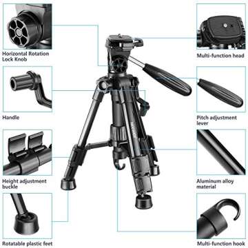 Neewer Mini Travel Tabletop Camera Tripod - 24 inches/62 centimeters, Portable Aluminum with 3-Way S...