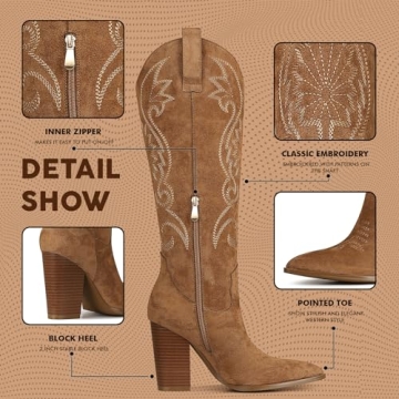 Stylish VOMIRA Knee High Cowboy Boots for Women